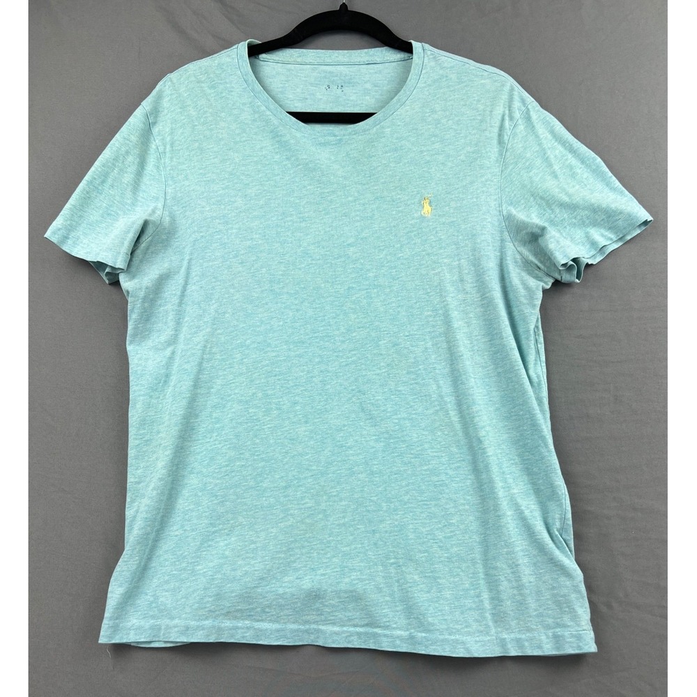 Polo Ralph Lauren T-Shirt Women Large Turquoise Heather Pony Logo Tee Fair